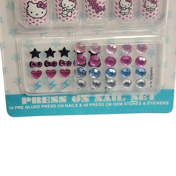 Hello Kitty Press On Nail Set Bows Stars Lightning Bolts Gem Accents - Picture 4 of 4